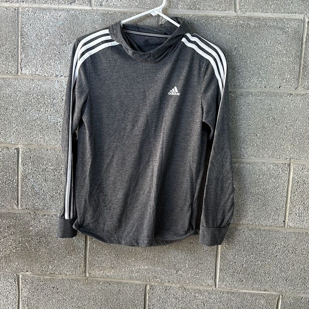 Adidas Climalite Mock Neck Long Sleeve Hoodie Top Gray Size XS
